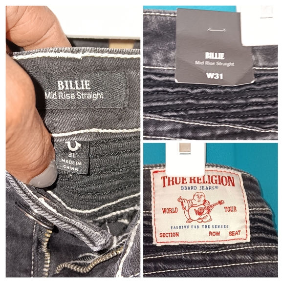 True Religion~Billie Mid Rise Moto Jeans~Women's Size 31 - Picture 6 of 7